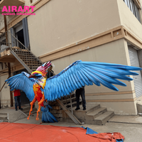 Ballon phénix de 6,5 m de large de style technologique pour la décoration de fond de scène, animaux gonflables personnalisés en forme d'oiseau phénix volant pour la musique