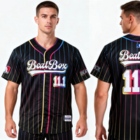 Jersey Softball Custom, Baju Olahraga, Kaos Polos Pria, Pakaian Pria, Jersey Baseball Jahitan Sublimasi Kancing Penuh Motif Garis-garis