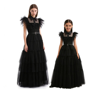 Robe de princesse pour enfants Wednesday Addams Family, tulle noir, costume de cosplay pour filles, printemps 2025 - Product Image 1