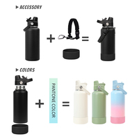 Bouteille d'eau isotherme en acier inoxydable avec logo personnalisé, pour le sport, la gym, les voyages, avec couvercle 2-en-1 à paille et bec verseur