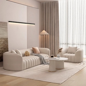 Minimalist Hotel Living Room Contemporary Bedroom Straight-Line Set Guesthouse Reception Lounge Area <b>Chair</b> Coffee Table - Product Image 3