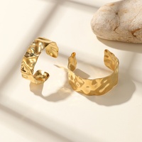 Bracelet jonc large concave convexe de style INS en acier inoxydable pour femmes, plaqué or 18 carats, bracelet jonc tendance, ensembles de bracelets jonc personnalisés