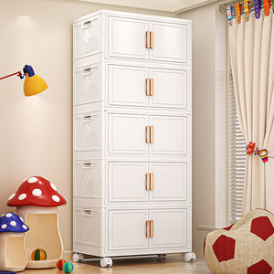 خزانة تخزين بلاستيكية منزلية قابلة للطي، صندوق تخزين متعدد الوظائف بسعة كبيرة، خزانة ملابس للأطفال - Product Image 3