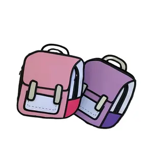 Adolescente niñas niños viajes 3D salto estilo 2d dibujo dibujos animados bolsa mochila