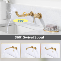 Robinet de lavabo mural encastré en laiton, mitigeur de salle de bain à poignée unique