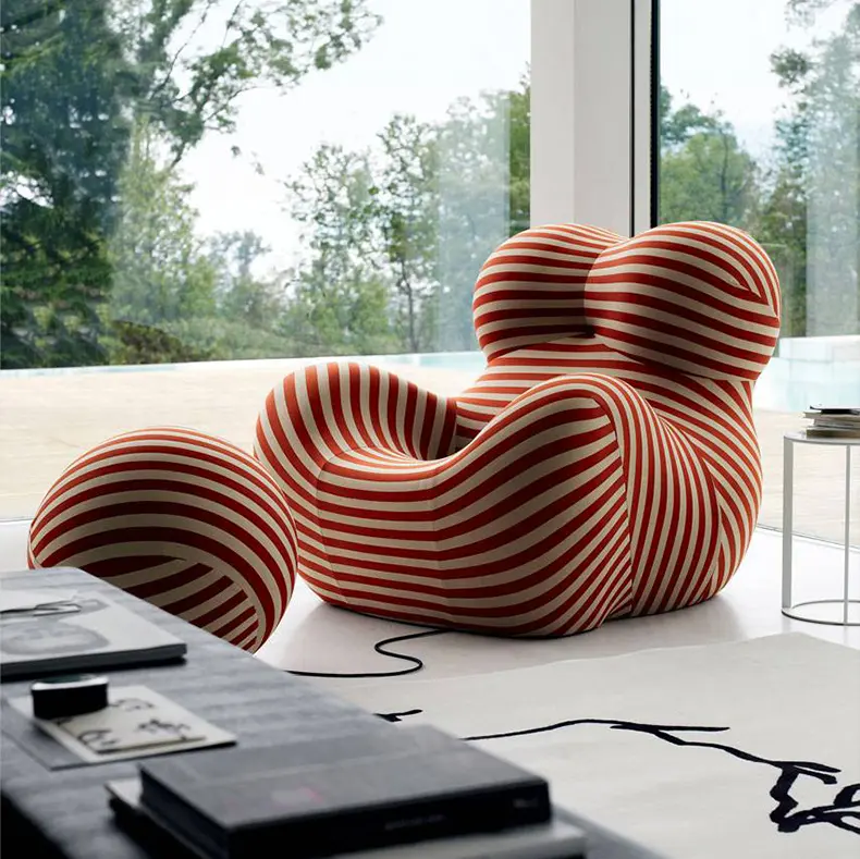 Sillón de esponja de alta densidad para sala de estar moderna, sillón de tela, sillas de sala de estar perezosas, 1 pieza OEM / ODM personalizado