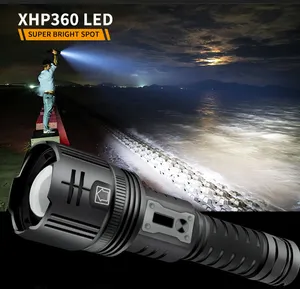 Linterna táctica XHP360 de 3000 lúmenes con 36 núcleos, luz Flash recargable por USB con zoom, 26650
