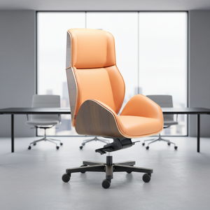 Silla de Oficina Ejecutiva Ergonómica Reclinable de Diseño Moderno Suoni, Respaldo Alto de Madera con Acabado en Cuero, Altura Ajustable, para Uso Doméstico - Product Image 4