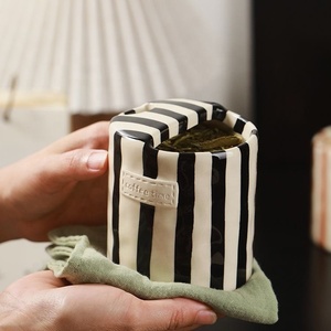 Striped Travel <strong>Mug</strong> Handmade Ceramic to Go Hand Painted Tumbler <strong>Coffee</strong> Cup Sip <strong>Mug</strong> Mother's Day Gift for Her - Product Image 5