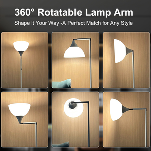 Lampe de sol LED réglable à 360° avec télécommande tactile, ampoule remplaçable, CRI 90 élevé, design moderne, base en métal robuste, bureau, intensité variable - Product Image 2