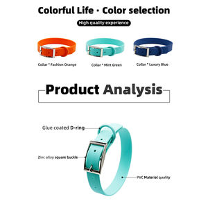 조정 가능한 미끄럼 방지 PVC 개 고리와 맞춤형 도매 제조 업체 방수 및 내구성 캔디 컬러 PVC 애완 동물 목걸이 - Product Image 3