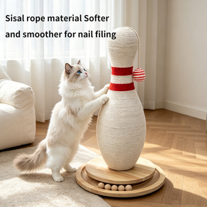 Vertical Cat Scratching Post Wear-Resistant Dust-Free Jute Rope <b>Bowling</b> Ball Style All-in-One Cat - Product Image 1