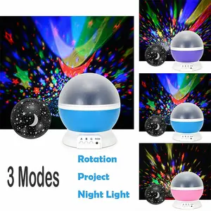 Starry Projector Lamp Children Bedroom Night LED Light Baby Lamp Decor Rotating Star Nursery Galaxy Moon Projector Table Lamp