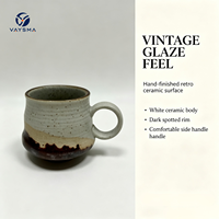 Tasse en céramique à dégradé effet four, résistante aux hautes températures, compatible micro-ondes, design vintage rétro, pour usage au bureau