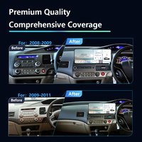 Autoradio Android Meihua 12,3 pouces, lecteur DVD multimédia pour Honda Civic 2008-2011, écran de tableau de bord