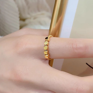 Anello Classico in Acciaio Inossidabile con Perline Quadrate, Placcato in Oro, Anelli Geometrici in Acciaio al Titanio per Donna, Gioielli alla Moda, Regalo - Product Image 2