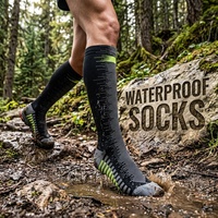 Chaussettes de randonnée mi-mollet imperméables et respirantes à 3 couches en nylon renforcé, avec talon sans couture et bout anti-ampoules, idéales pour la pêche et la pêche à la ligne.