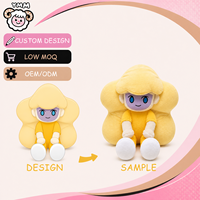 Figurine en peluche personnalisée inspirée de la star jaune, OEM/ODM, avec longues jambes et chaussures blanches