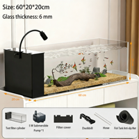 Aquarium compact intégré amélioré 2025 - Verre ultra-clair Jingjin, filtre inférieur et latéral, aquascaping pour salon
