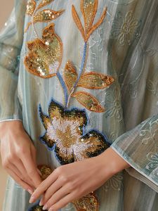 Nuovo Abito Lungo da Donna in Poliestere con Paillettes e Maniche Lunghe, Stile Mediorientale, con Cuciture Raffinate, Primavera 2026 - Product Image 3