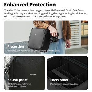 <span class=keywords><strong>Sac</strong></span> pour <span class=keywords><strong>appareil</strong></span> <span class=keywords><strong>photo</strong></span> reflex numérique étanche Ambitful Om Cube pour reflex numérique, hybride, Sony, Nikon, avec protection renforcée et panneau de séparation DIY - Product Image 3