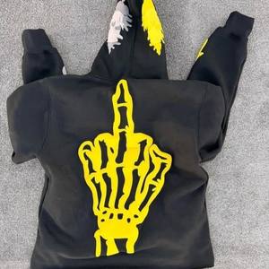 Custom Stone Acid Wash Distressed Pull Over Sudadera con capucha con logotipo personalizado para hombres Drop Shoulder Oversized 3D Puff Print Hoodies - Product Image 2