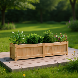 Jardinière rectangulaire en pin massif 59,1x12,2x12,2 pouces, pots à fleurs rustiques pour usage extérieur - Product Image 2