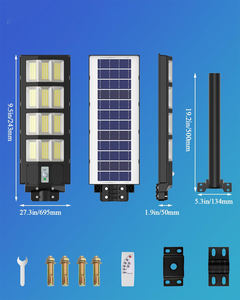 Vente en gros de lampadaires solaires LED intégrés avec radar de contrôle de la lumière, étanches IP65, 200W 300W, pour extérieur, en ABS - Product Image 3