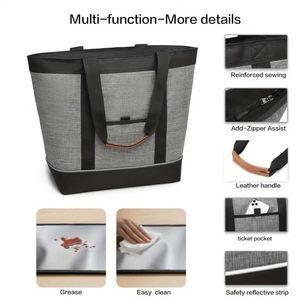 Large Reusable 600D Insulated Cooler Bag Thermal Lunch Box School Camping Picnic Shoulder Bag - Product Image 5
