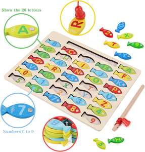 Alphabet Fish Catching Compter Games Casse-tête avec chiffres et lettres Jeu de pêche <span class=keywords><strong>magnétique</strong></span> en <span class=keywords><strong>bois</strong></span> Jouet pour tout-petits - Product Image 4