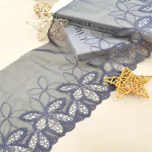 Grey blue double-layer mesh lace can be used for clothing decoration, women's underwear, bras, and evening dress accessories