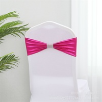 Bandes de chaise de mariage de luxe ceintures noeud papillon lisse bordeaux poussiéreux bleu eucalyptus or satin mousseline de soie paillettes drapé fait spandex