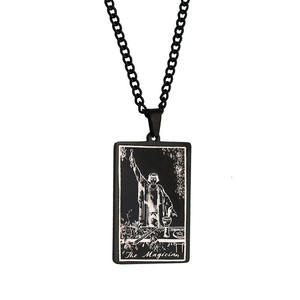 Collier avec pendentif géométrique en acier inoxydable, bijoux de mode coréenne en plaqué or 18K, pendentif pour <span class=keywords><strong>Horoscope</strong></span>, carte de Tarot - Product Image 5