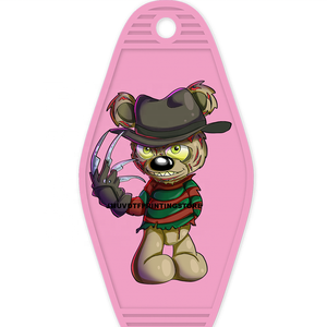 Stay Cool Hustle Bad Guy Pegatina UV DTF a prueba de agua de alta calidad para Motel Hotel Llavero Scary Horror Scare Bear - Product Image 1