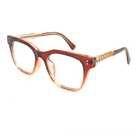 Monture optique CP pour femmes en gros, lunettes carrées géométriques translucides avec branches à motif élégant, fournisseur chinois