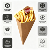 Support écologique en papier pour crêpes, gaufres, churros et beignets, avec pochette pour sauce et compartiment pour coupelle de sauce, pour snacks à emporter
