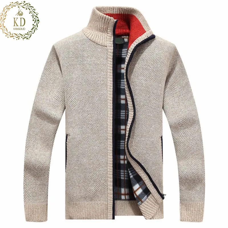 KD2022 New Men's Sweaters Autumn Winter Warm Cashmere Wool Zipper Cardigan Sweaters Man Casual Knitwear Sweatercoat Male Clothe