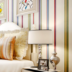 Nouvelle vente chaude papier peint américain pour enfants papier peint à rayures verticales méditerranéennes - Product Image 2