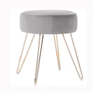 modern vanity changing shoes chair velvet dinning chair low small round metal ottoman foot stool chair