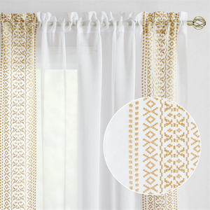 Rideau Boho à rayures en tissu semi-transparent 75 g/m² pour chambre à coucher personnalisée de luxe - Product Image 2