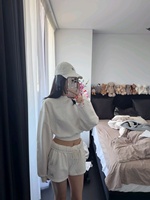 Set Yoga Aloe: Kaus Olahraga Wanita Grosir, Ringan, Model Crop Crewneck, Celana Pendek Longgar Trendy dengan Tali Serut