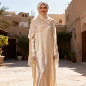 ชุดเดรสอาบายะห์ดีไซน์เนอร์สุดหรูหราประดับพู่ห้อยตกแต่งด้วยผ้าลายดอกไม้ สำหรับสตรีชาวมุสลิมในงานเลี้ยงตอนเย็น - Product Image 4