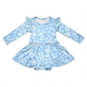 Baju rajut bayi Musim Semi kustom bambu Musim Dingin Ruffle penutup anak perempuan putri gelembung rok Romper gaun pakaian hangat - Product Image 1