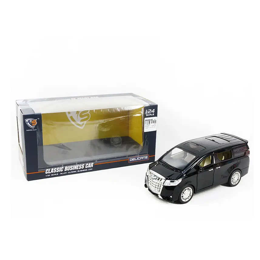 Venda quente de veículos modelo de brinquedo coleção em miniatura, 1/24 die cast, carro de negócios, clássico, puxar para trás com luz e som