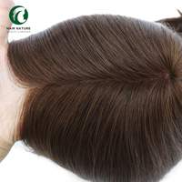 Peluca de Cabello Remy Chino MW46 de 16 Pulgadas y 130% de Densidad, con Frente de Encaje Francés, Línea de Cabello Natural, Sistema de Reemplazo Capilar para Mujeres