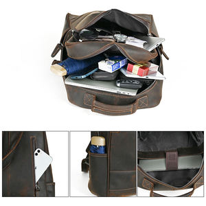 Sac à dos pour ordinateur portable AndoBag en cuir de vache véritable 15 pouces pour hommes, sac à bandoulière rétro en cuir Crazy Horse grande capacité pour voyage 1379 - Product Image 6