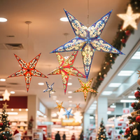 Fünfzackiger Stern Umweltfreundliche Beleuchtete Papierlaterne Weihnachtsparty Innenraum Wanddekoration