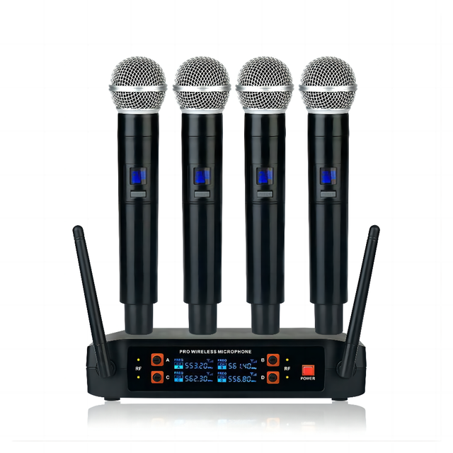 High Qualit4 in 1 Wireless Microphonel Wireless Microphone System Handheld Mic Karaoke Singing Microphone for Speech