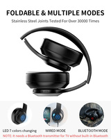 BH10 Headphone Headset nirkabel olahraga, Headphone bluetooth nirkabel lampu LED RGB untuk hadiah Natal