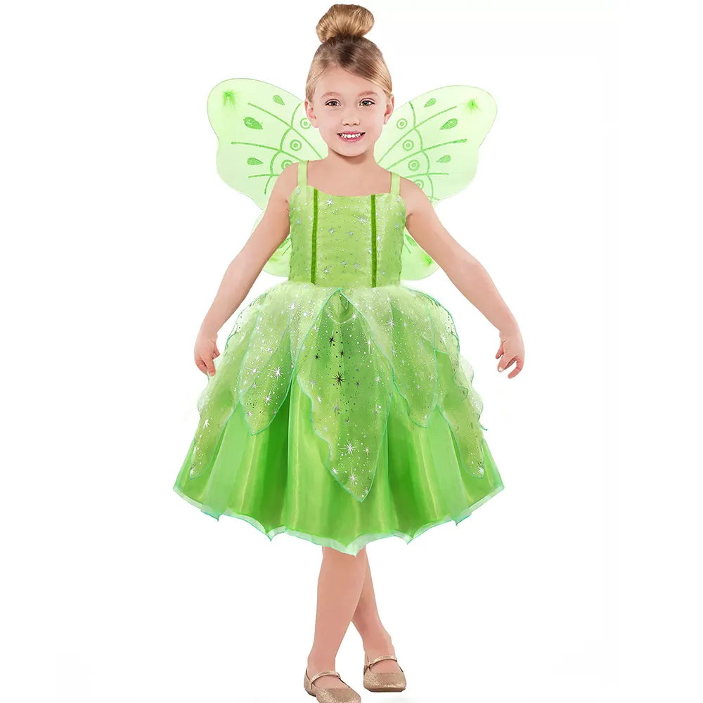 Meisjes Tinker Bell Kostuum Halloween Kostuum Voor Kinderen Groen Tinkerbell Fancy Dress Fairy Prinses Cosplay Carnaval Party 2-11Y